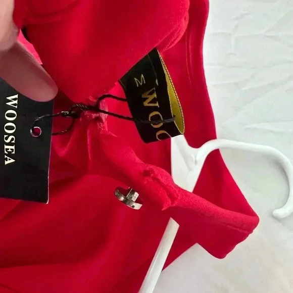 WOOSEA Women's High Neck Split Bodycon Mermaid Evening Cocktail Long Dress. - Picture 5 of 5